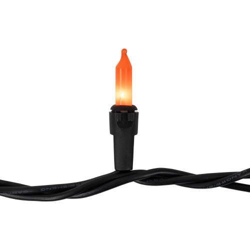 Mini Christmas Light Set - Orange - 20.25' Black Wire - 100ct