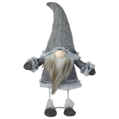 Swaying Standing Gnome Christmas Figure - 17" - Gray and Beige