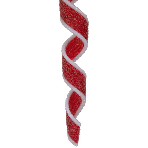 6ct Frosted Red and White Candy Twist Christmas Ornaments 9"