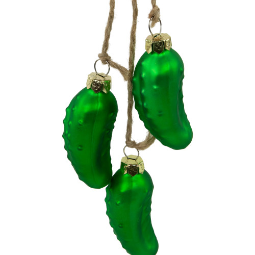 8.5" Matte Green Christmas Pickle Trio Cluster Ornament