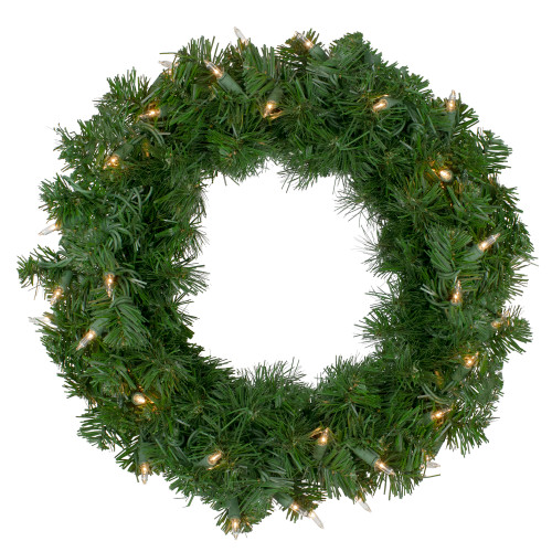 Deluxe Windsor Pine Artificial Christmas Wreath - 16" - Clear Lights
