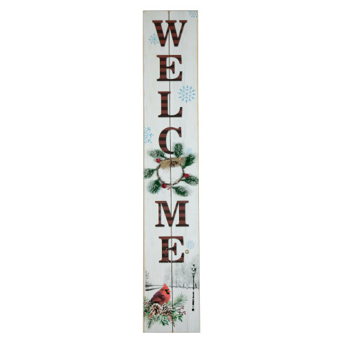 31.75" LED Lighted Welcome Sign with Cardinal Christmas Sign