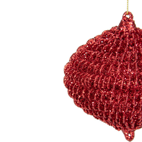 4" Red Glitter Spiral Coiled Wire Onion Finial Christmas Ornament