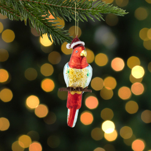 6.5" Tropical Bird Glass Christmas Ornament