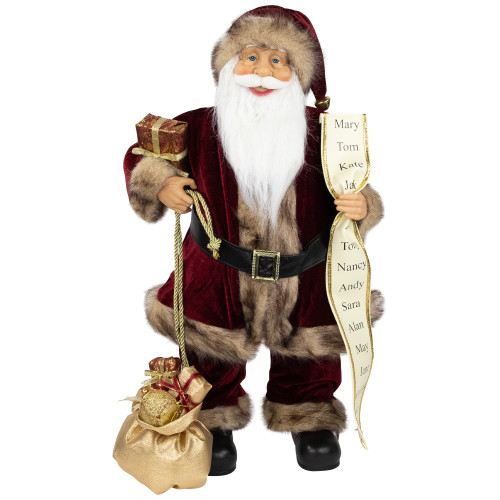 Woodland Standing Santa Claus Christmas Figure with Name List - 24"
