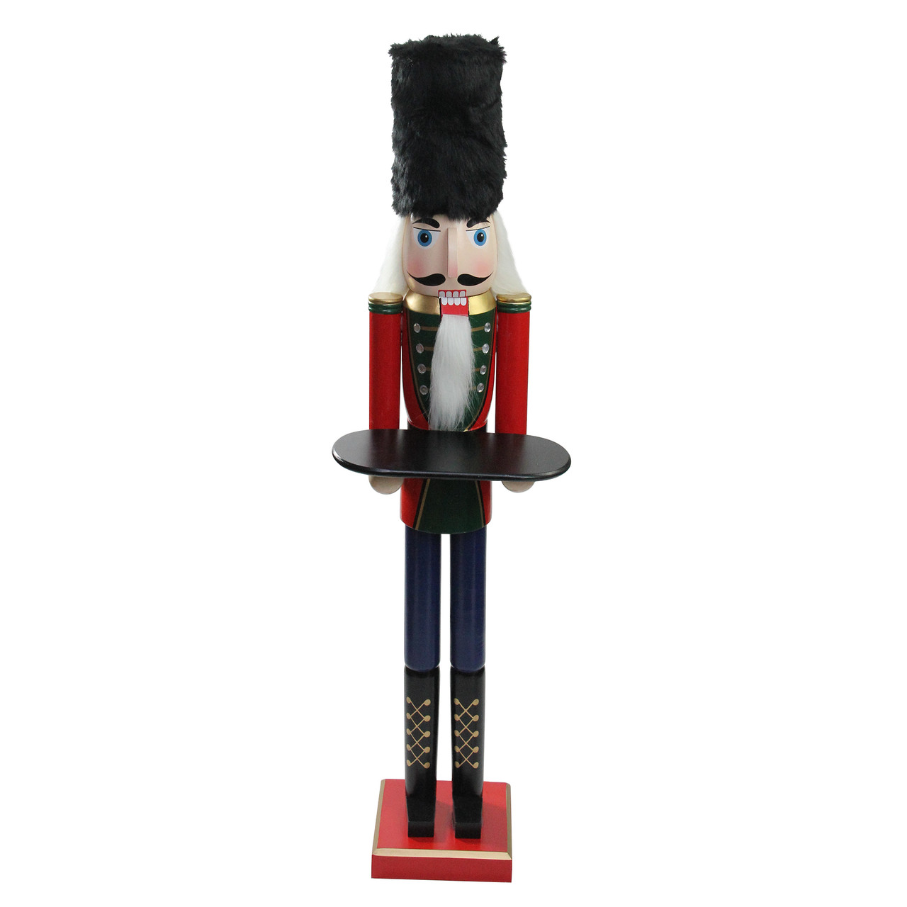 48.25" Red and Black Christmas Butler Nutcracker with Tray