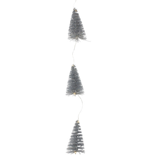 LED Lighted Battery Operated Silver Mini Sisal Tree Christmas Garland - 6.5' - Warm White Lights