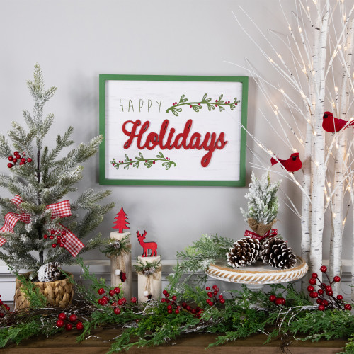 15.75" Framed "Happy Holidays" Christmas Wooden Wall Sign