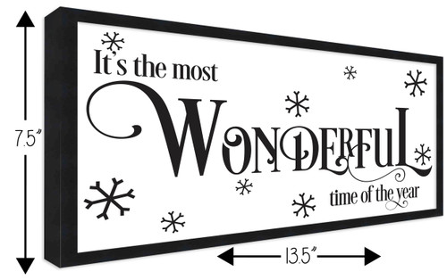 It's the Most Wonderful Time of the Year Vintage 7.5" x 13.5" Framed Christmas Wall Decor  Sign Poster in a Natural Wooden Frame with UV Acrylic