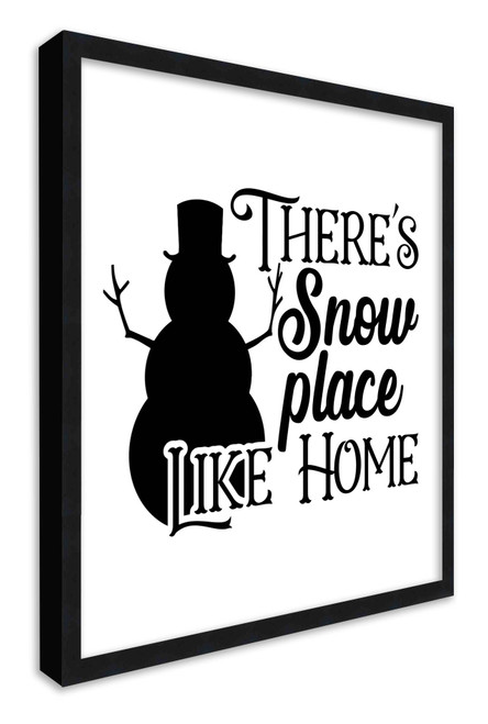 There's Snow Place Like Home 15.5" x 15.5" Framed Christmas Wall Decor Art Print Sign Poster in a Black Wooden Frame with UV Acrylic and Hangers
