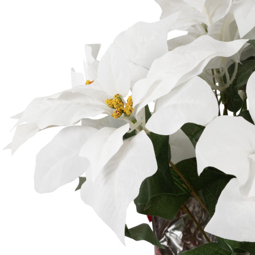 Artificial Christmas Poinsettia in Wrapped Base - 26" - White