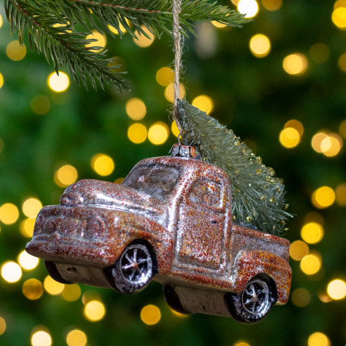 5.75" Retro Mercury Glass Country Rustic Pickup Truck Christmas Ornament