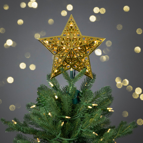 LED Lighted Star Christmas Tree Topper - 9.5" - Gold