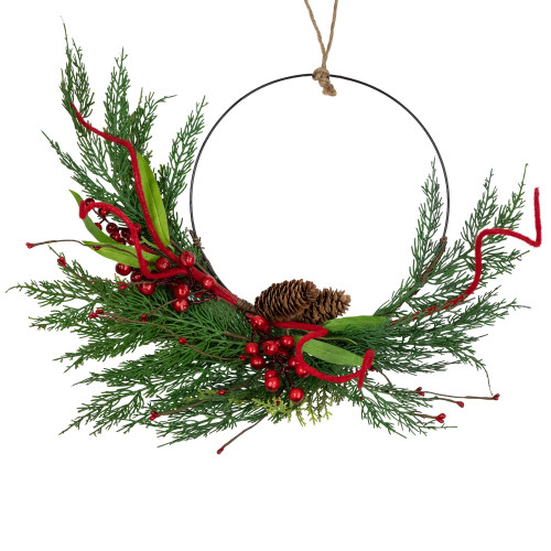 Real Touch?? Mixed Greenery and Berries Artificial Christmas Wreath  - 18" - Unlit