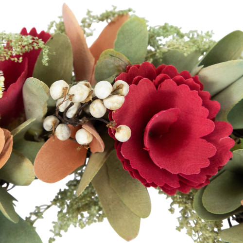 Rose and Pansy Artificial Wooden Spring Wreath - 10"