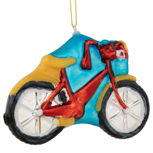 5" Red Bicycle Glass Christmas Hanging Ornament