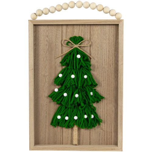 14" Knitted Christmas Tree Wooden Framed Wall Sign