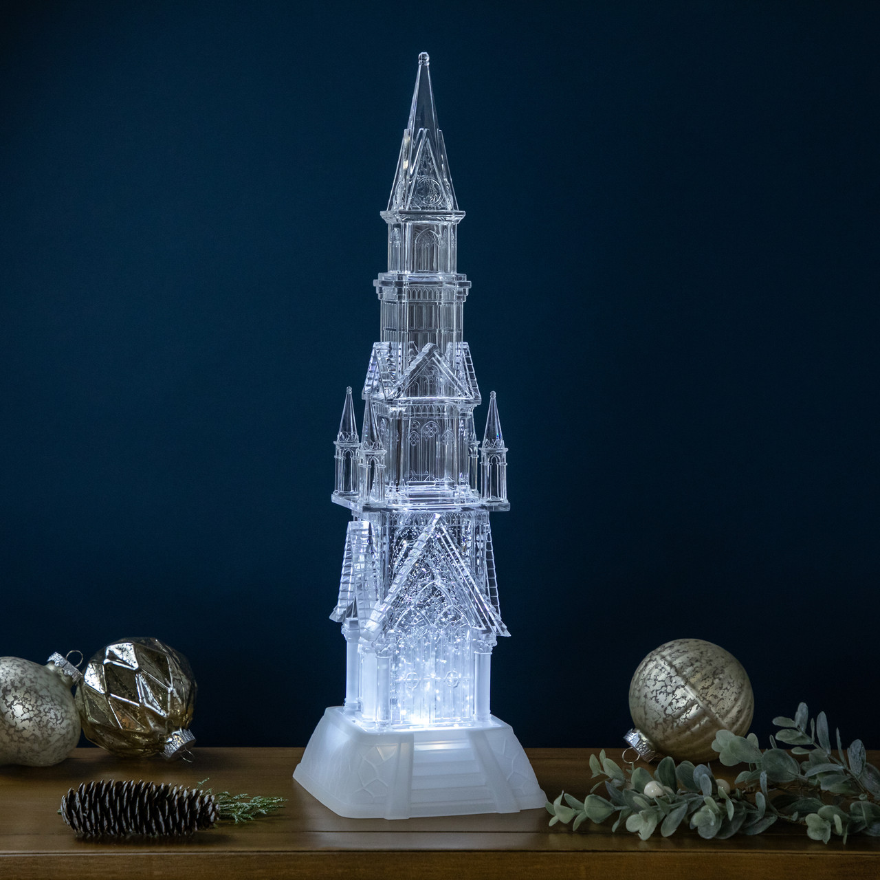 LED Lighted Castle Acrylic Christmas Decoration - 17.5"