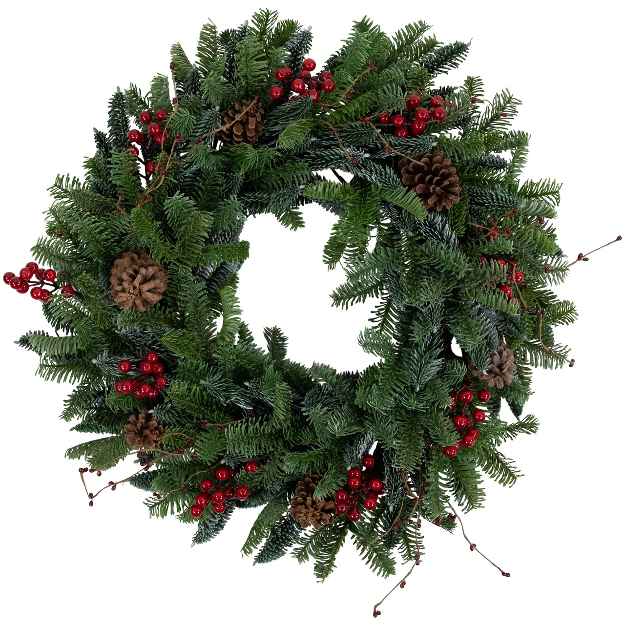 30'' Red Berries and Pine Cones Christmas Wreath, Unlit
