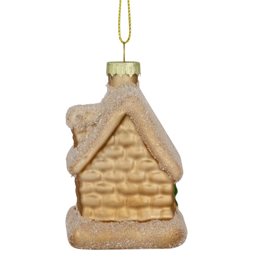 Snowy Country Cabin Glass Christmas Hanging Ornament - 3.25"