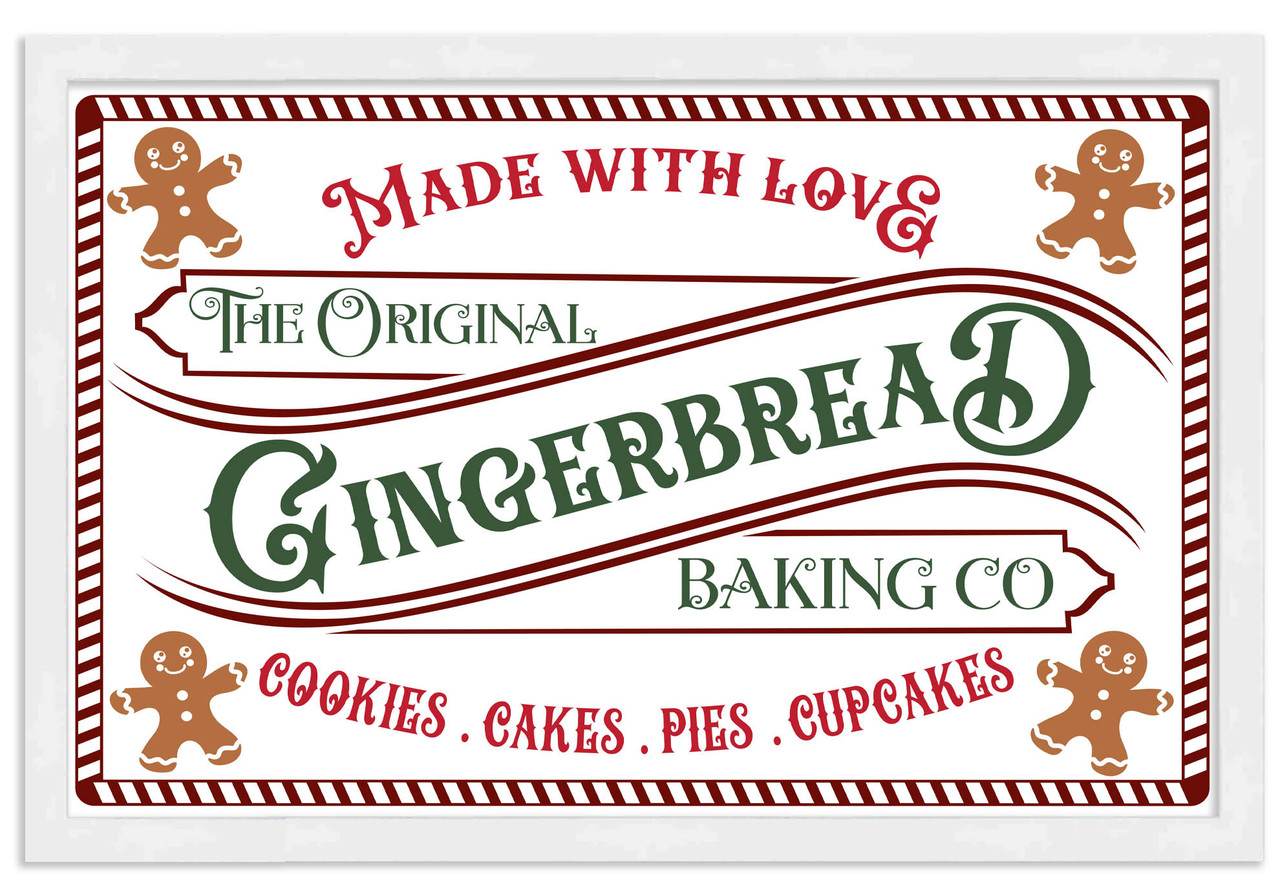 The Original Gingerbread Baking Company 13.5" x 19.5" Framed Christmas Wall Decor  Sign Poster in a Natural Wooden Frame with UV Acrylic and Hangers