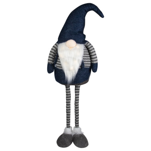 LED Lighted Extendable Gnome Christmas Figure - 41" - Blue and Gray