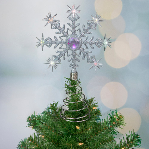 11" LED Lighted Coloring Changing Twinkling Snowflake Christmas Tree Topper