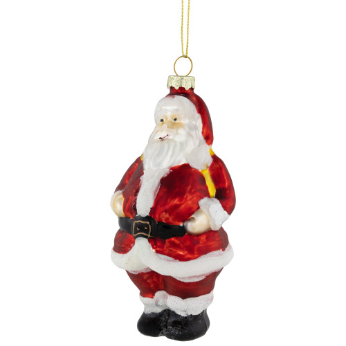 5" Traditional Red and White Santa Hanging Glass Christmas Ornament