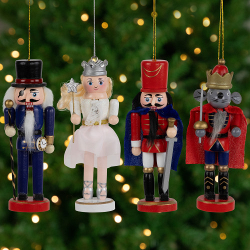 The Nutcracker Suite Christmas Figures -  5.25" - Red and Blue - Set of 4