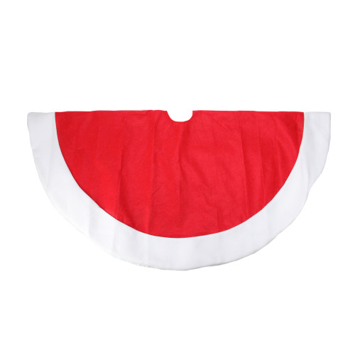 48" Red and White Traditional Christmas Tree Skirt with Border