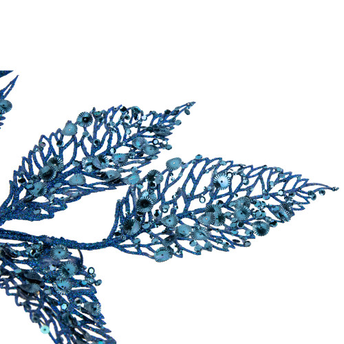 37" Glittered Blue Fern Christmas Spray