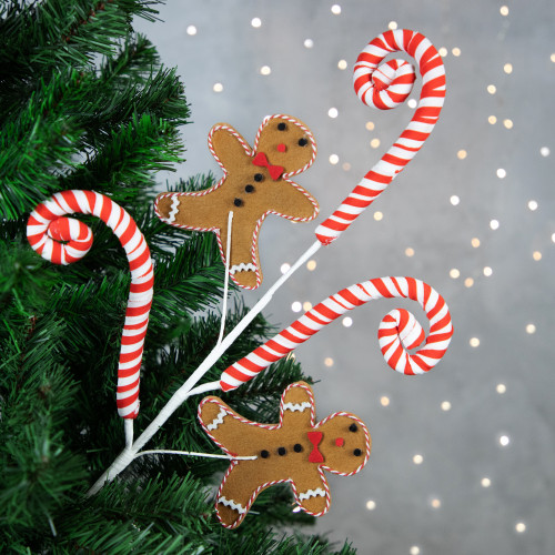 28" Gingerbread and Candy Cane Swirls Christmas Spray