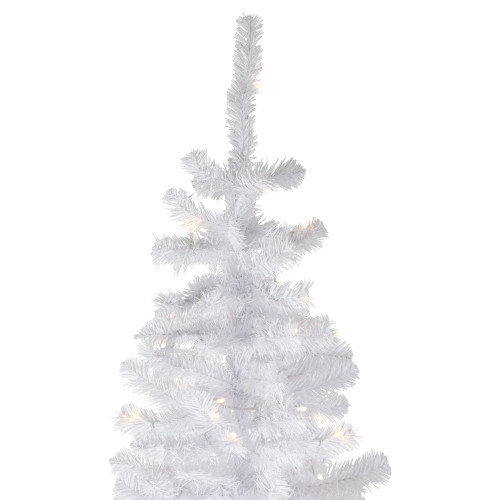 6.5' Pre-Lit Pencil White Georgian Pine Artificial Christmas Tree, Warm White LED Lights