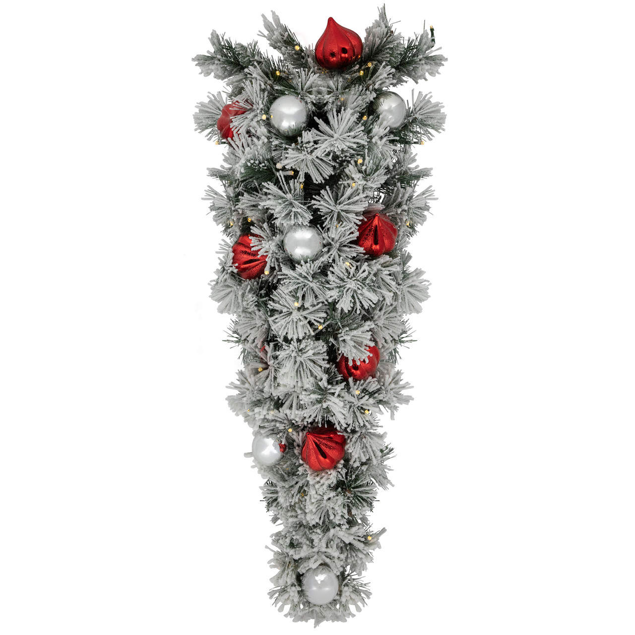 3' Pre-Lit Snowy Bristle Pine Artificial Christmas Swag, Warm White LED Lights