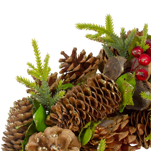 Real Touch?? Glittered Pine and Pinecone Artificial Christmas Wreath - 13" - Unlit