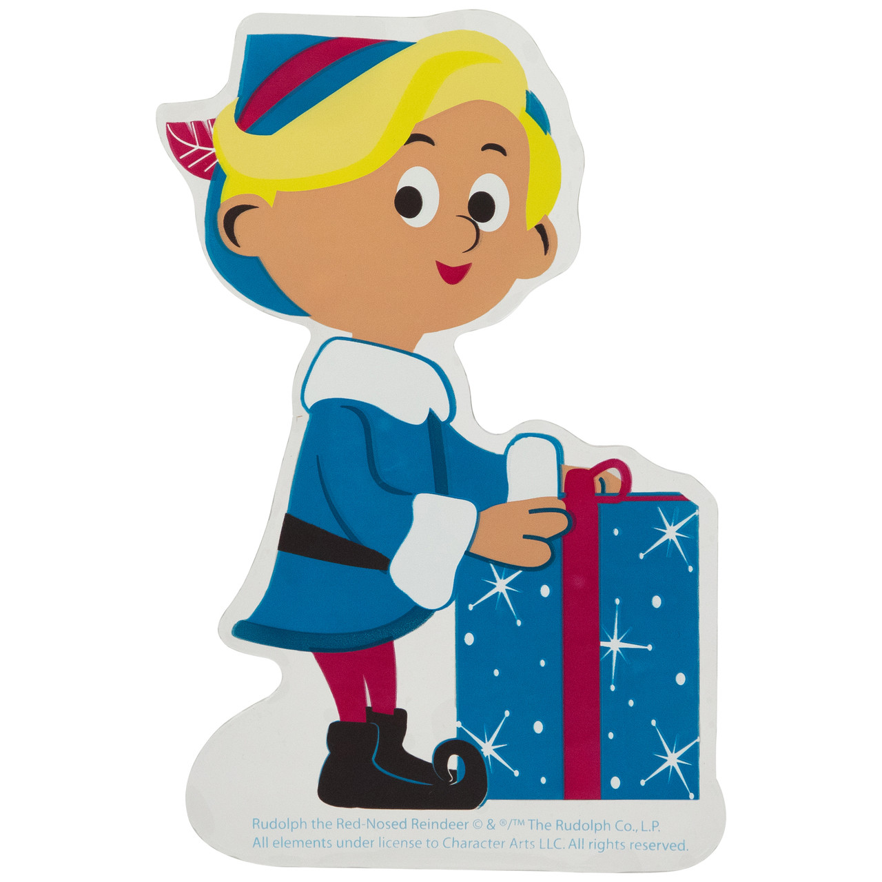 7" Hermey with Christmas Present Double Sided Gel Window Cling Decoration