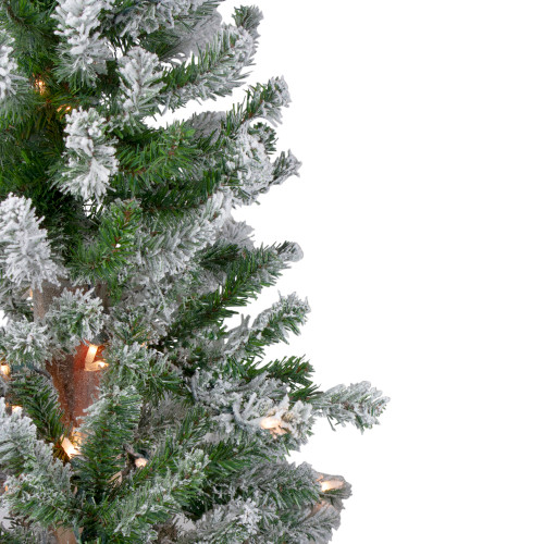 4ft Pre-Lit Flocked Alpine Artificial Christmas Tree, Clear Lights