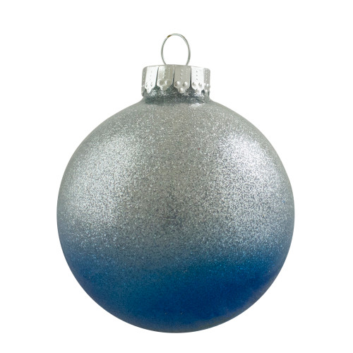4ct Blue and Silver Glittered Glass Christmas Ornament Ball Set 2.75" (70mm)