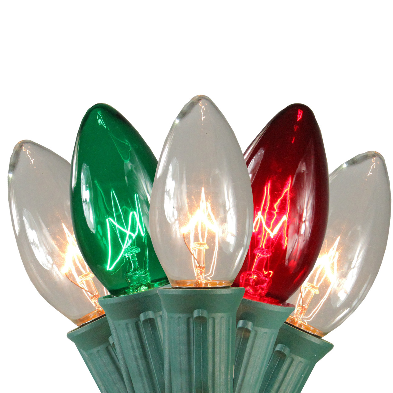 Set of 15 Lighted Red, Clear and Green C9 Christmas Pathway Marker Decor