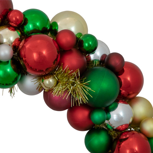 Traditional Colors 2-Finish Shatterproof Ball Christmas Wreath, 36-Inch