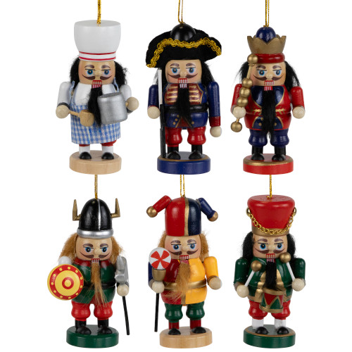Professional Nutcracker Christmas Ornaments - 4" - Set of 6 - Multicolor