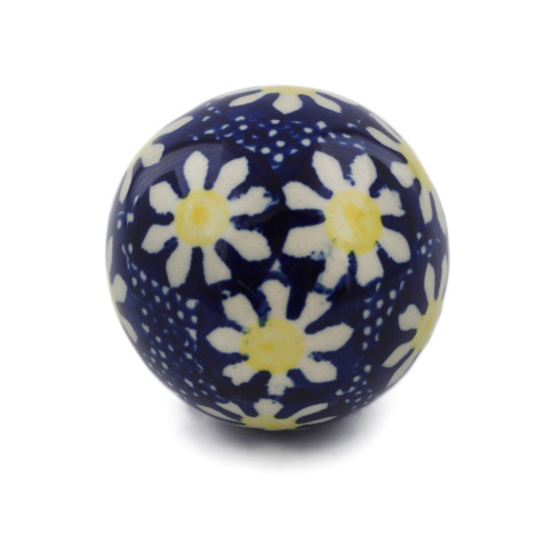 Polmedia Polish Pottery Christmas Ball Ornament 3" Daisy