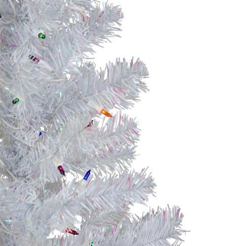 3' Pre-lit White Iridescent Pine Artificial Christmas Tree - Multi Lights