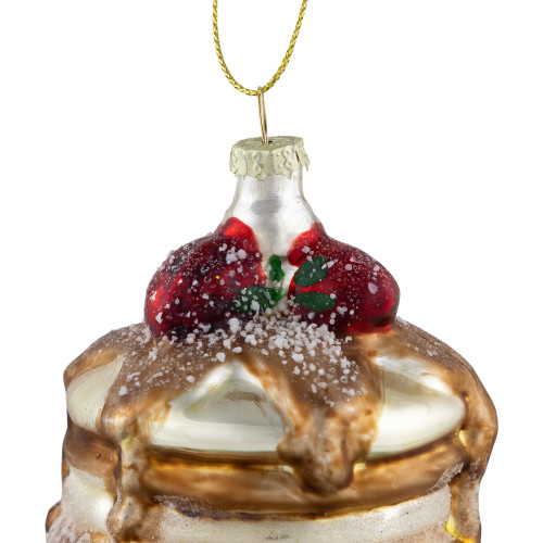 3.75" Pancakes and Syrup Glass Christmas Ornament