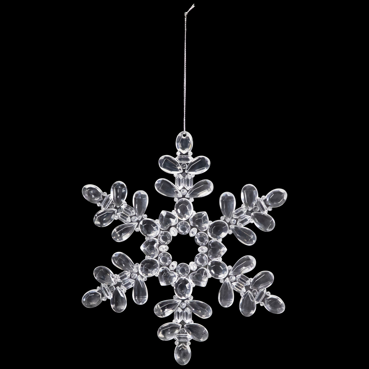 Snowflake Acrylic Christmas Ornaments - 7" - Clear - Set of 6