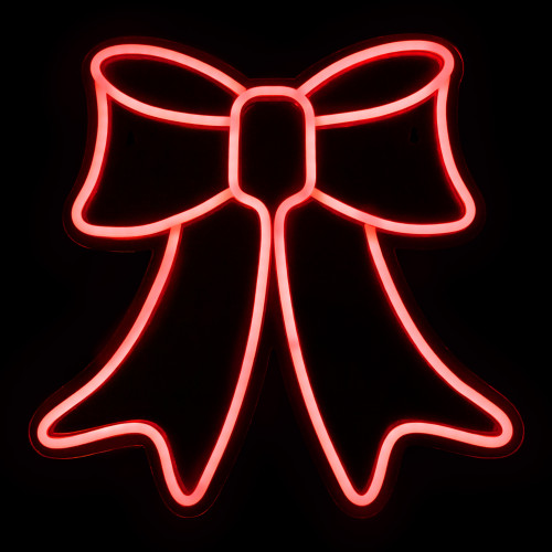 15" Red LED Lighted Neon Style Bow Christmas Window Silhouette