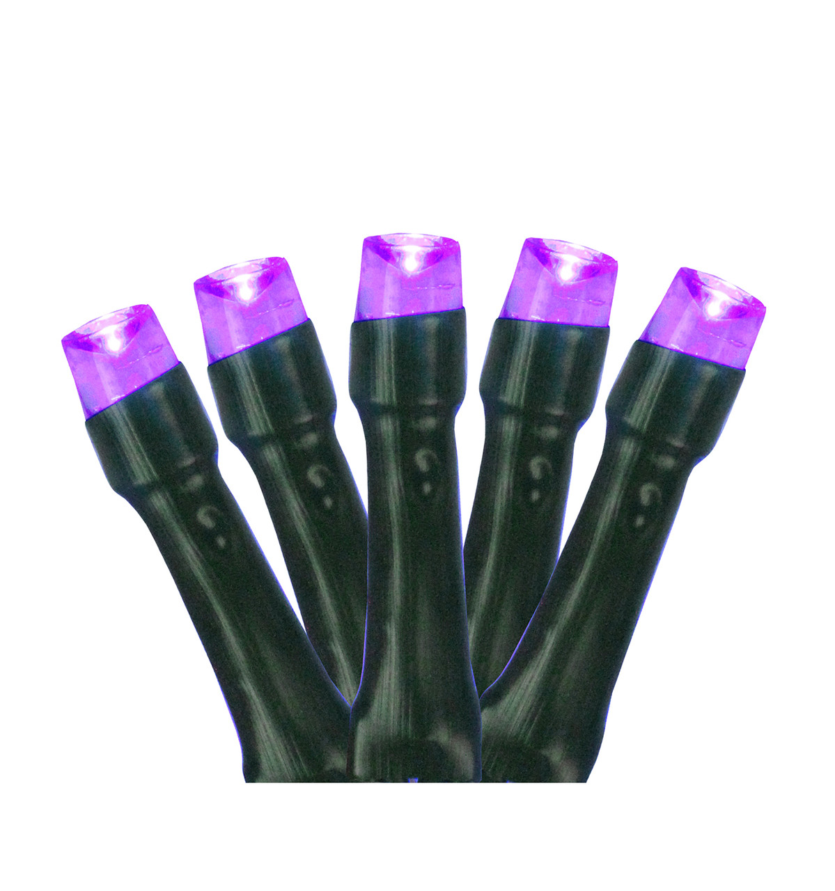 Battery Operated LED Christmas Lights - Purple - 9.5' Black Wire - 20ct