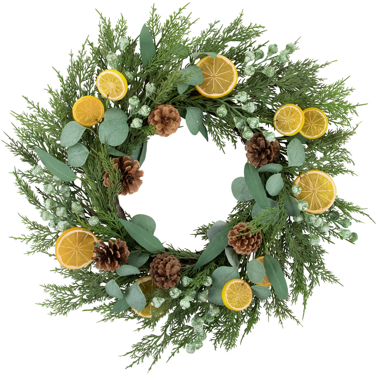 Real Touch?? Cypress, Lemon and Eucalyptus Artificial Christmas Wreath - 22" - Unlit