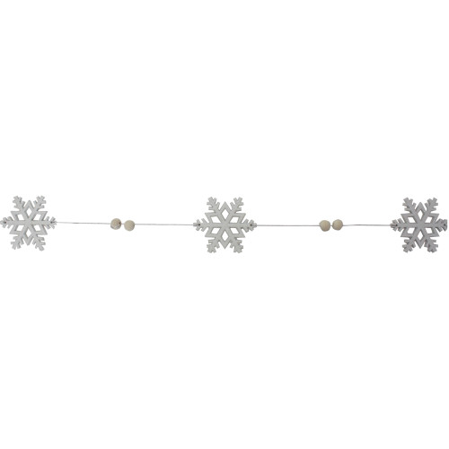 5.25' White Glitter Dusted Snowflake Christmas Garland