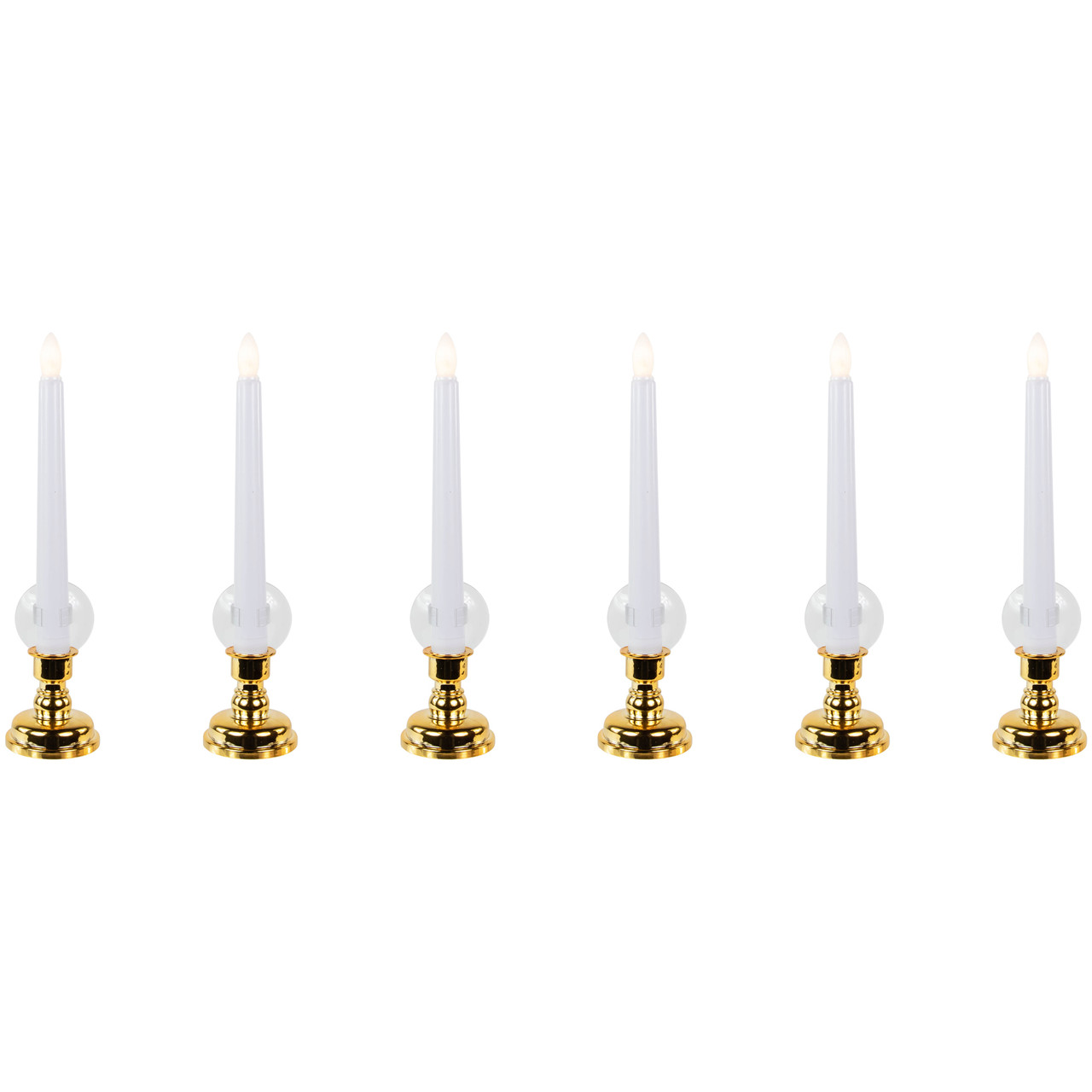 Christmas Candle Lamps with Remote and Timer - 10" - White - Set of 6